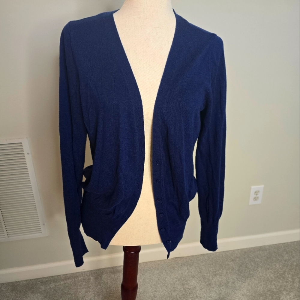 Worthington Navy Blue Button down Women's Sweater Size L